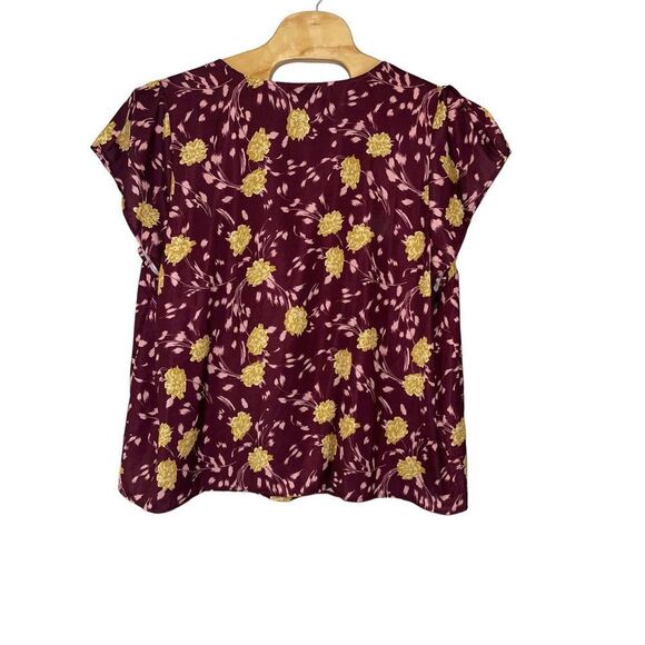 ModCloth Womens Floral Blouse Top Genuine Self Short Sleeve Purple Plus 3X - Picture 4 of 7